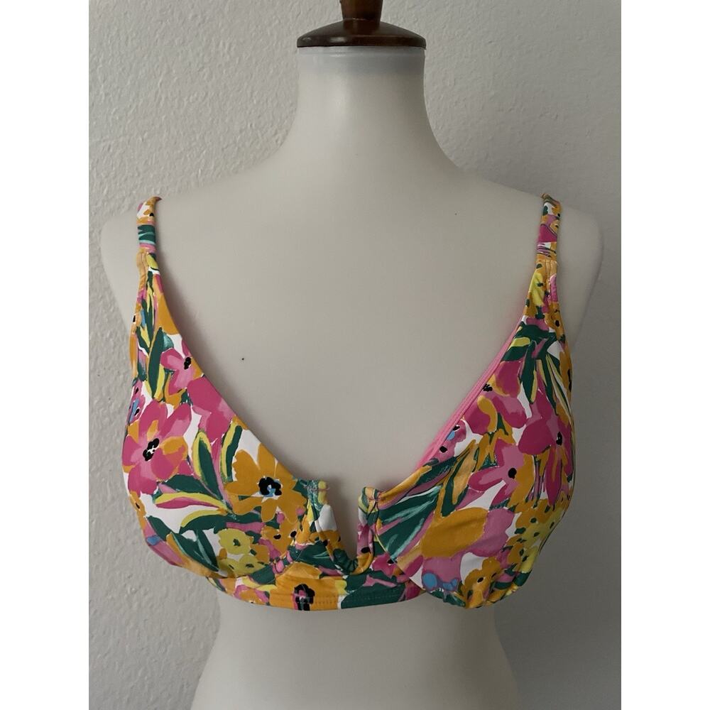 Anne Cole Swim Bikini Top Multicolor Floral Padded Underwire Swimwear